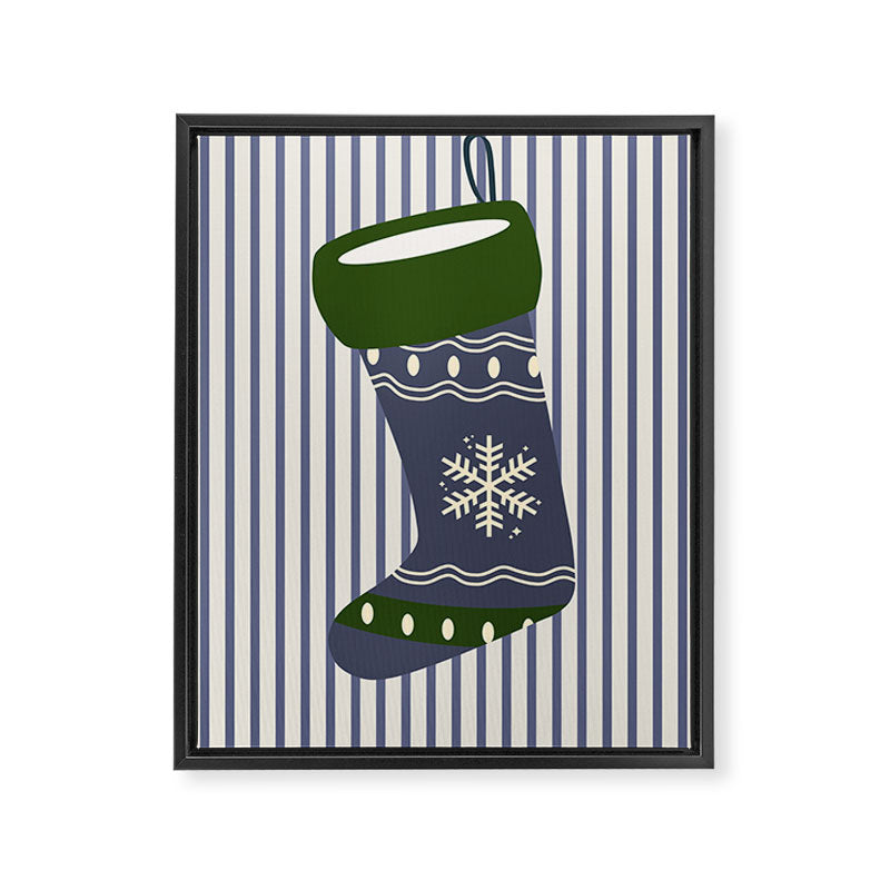 Christmas Stocking Blue Framed Canvas Print Gallery Image 6