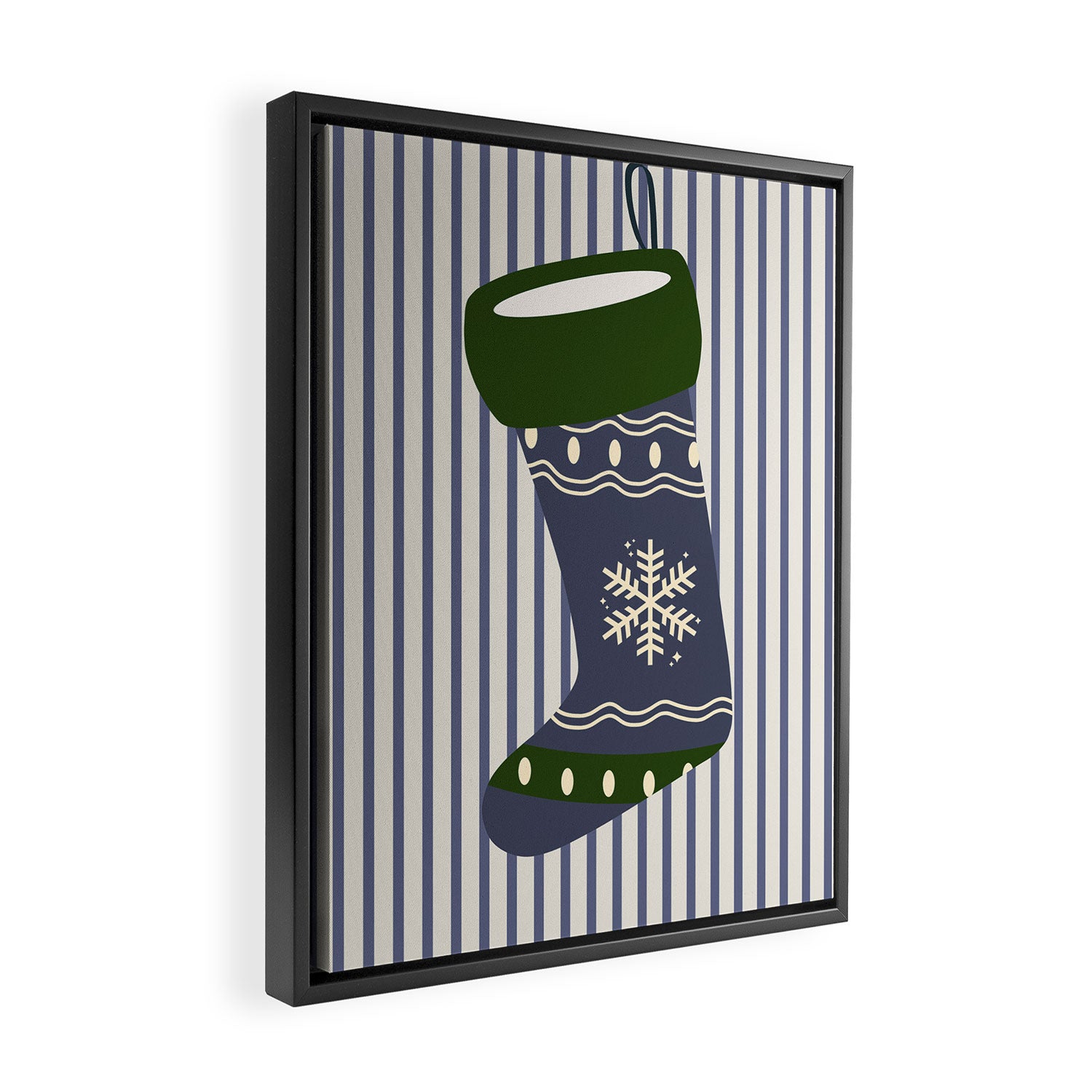 Christmas Stocking Blue Framed Canvas Print Gallery Image 2