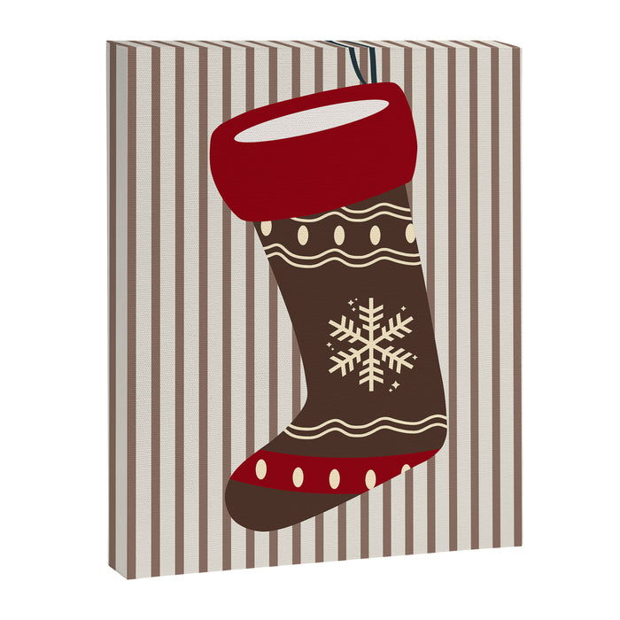 Christmas Stocking Brown And Red Canvas Print Gallery Image 1