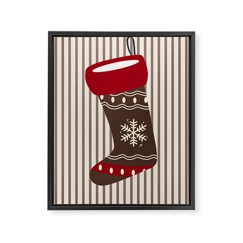 Christmas Stocking Brown And Red Framed Canvas Print Gallery Image 6