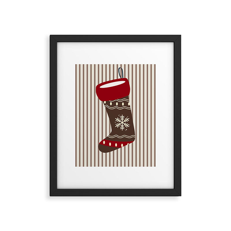 Christmas Stocking Brown And Red Framed Art Print Gallery Image 5