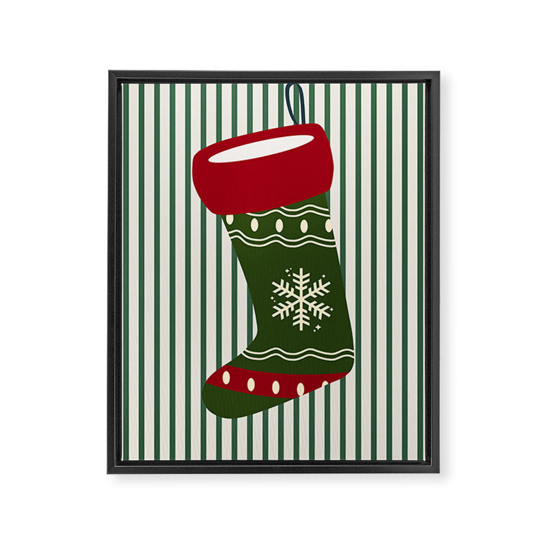 Christmas Stocking Green Framed Canvas Print Gallery Image 6
