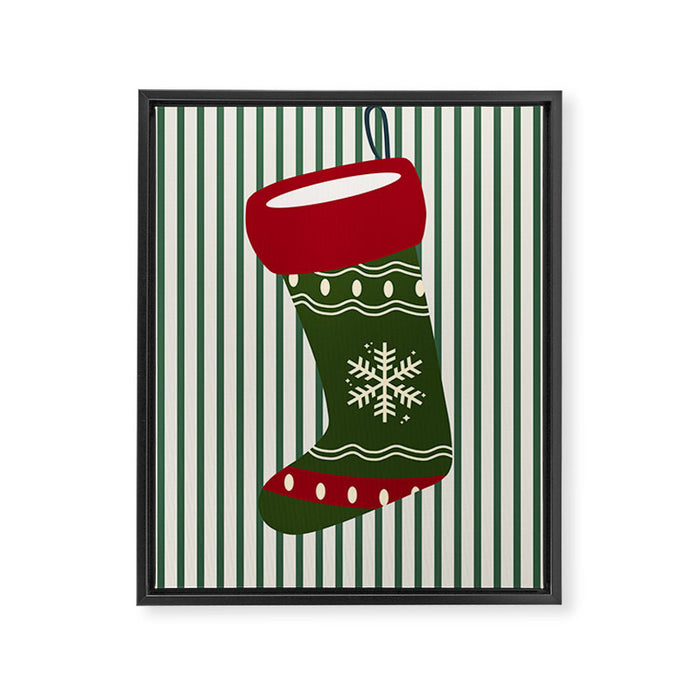 Christmas Stocking Green Framed Canvas Print Gallery Image 1