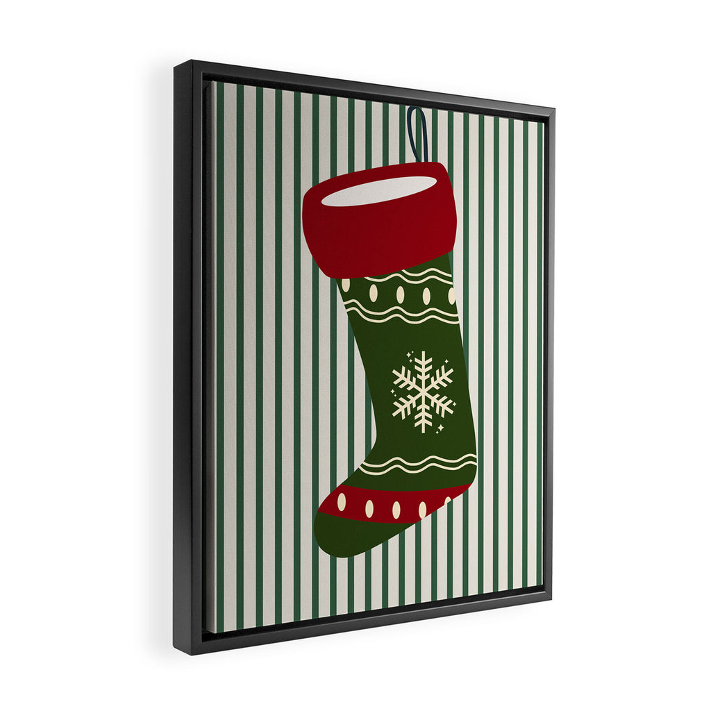Christmas Stocking Green Framed Canvas Print Gallery Image 2