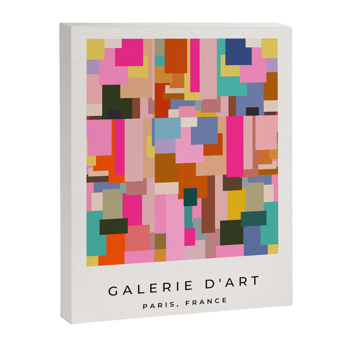 Color Block Print Mid Century Modern Retro Wall Art Geometric Pattern Abstract Canvas Print Gallery Image 1