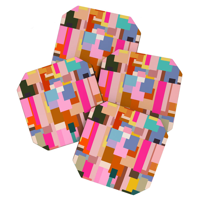 Color Block Print Mid Century Modern Retro Wall Art Geometric Pattern Abstract Coaster Gallery Image 1