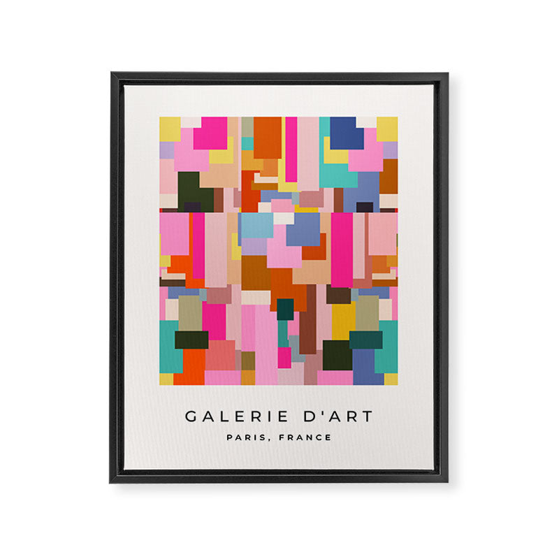 Color Block Print Mid Century Modern Retro Wall Art Geometric Pattern Abstract Framed Canvas Print Gallery Image 6