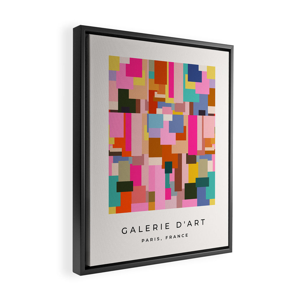 Color Block Print Mid Century Modern Retro Wall Art Geometric Pattern Abstract Framed Canvas Print Gallery Image 2