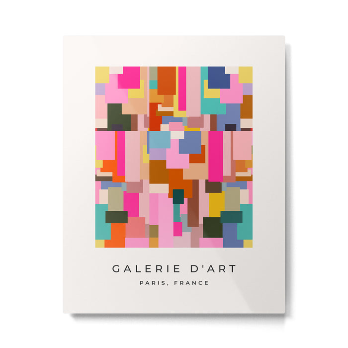 Color Block Print Mid Century Modern Retro Wall Art Geometric Pattern Abstract Metal Print Gallery Image 1