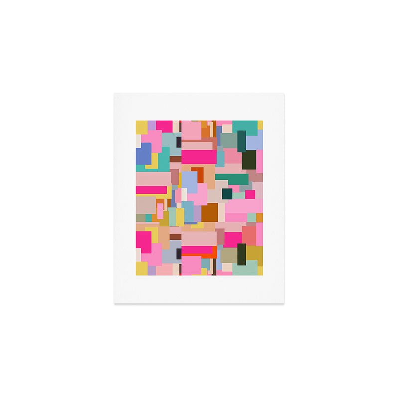 Color Block Print Mid Century Modern Decor Pink Aesthetic Retro Wall Art Geometric Pattern Abstract Art Print Gallery Image 1