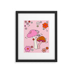 Colorful Mushrooms And Flowers In Pink Framed Art Print Gallery Image 5