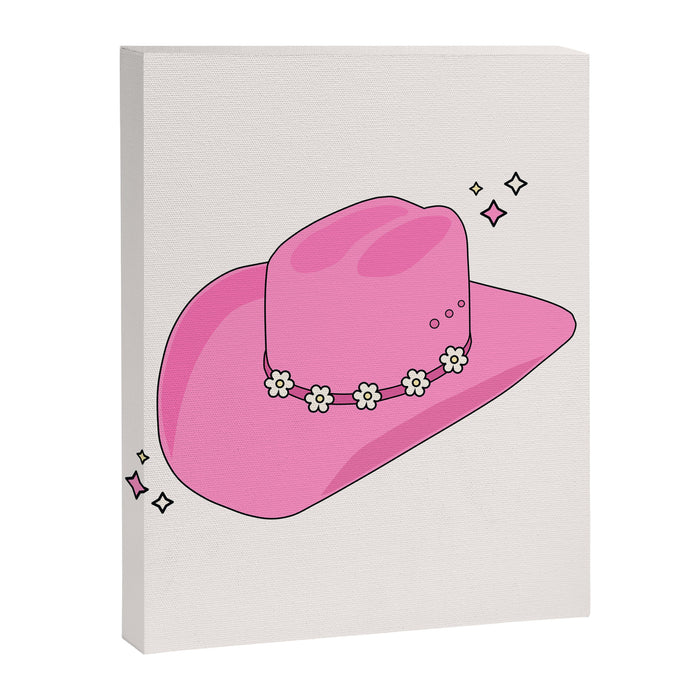 Cowboy Hat Print Pink Preppy Decor Aesthetic Canvas Print Gallery Image 1