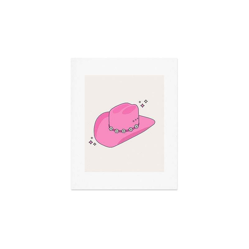 Cowboy Hat Print Pink Preppy Decor Aesthetic Art Print Gallery Image 1