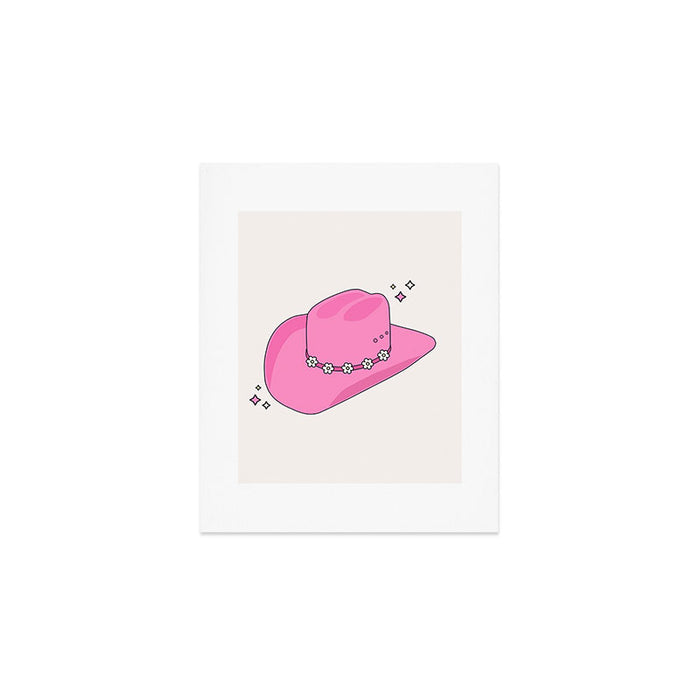 Cowboy Hat Print Pink Preppy Decor Aesthetic Art Print Gallery Image 1