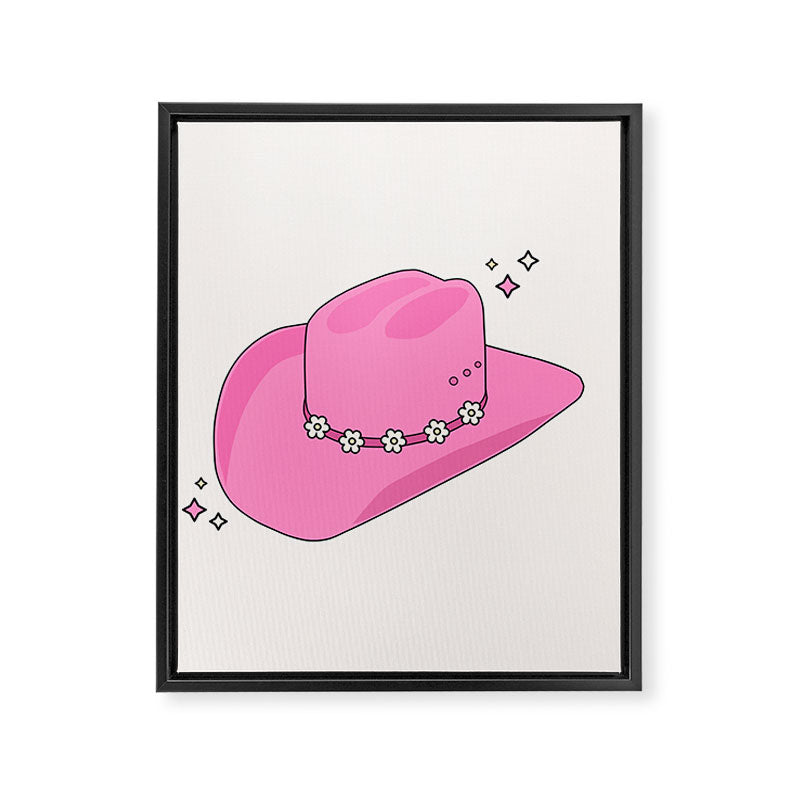 Cowboy Hat Print Pink Preppy Decor Aesthetic Framed Canvas Print Gallery Image 6