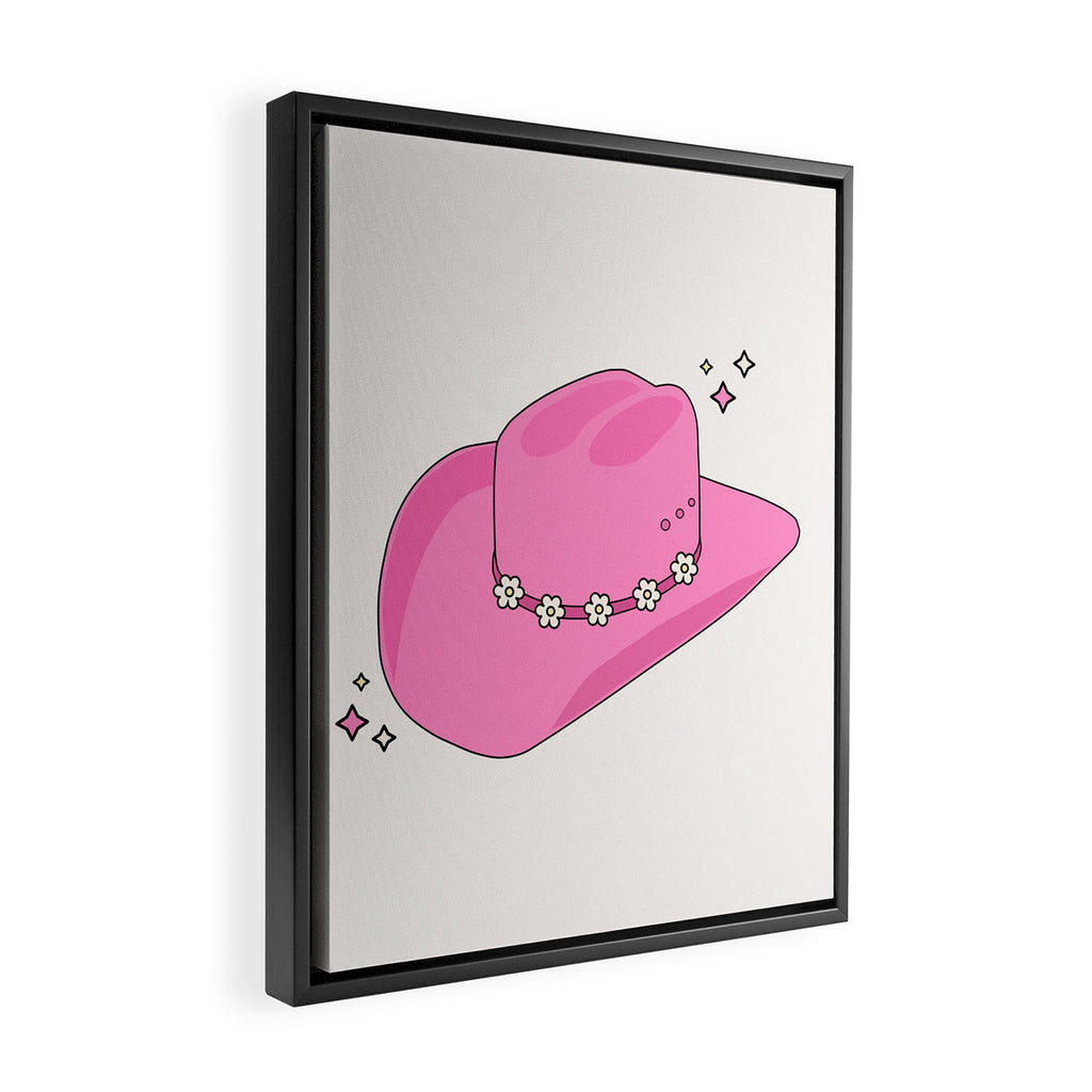 Cowboy Hat Print Pink Preppy Decor Aesthetic Framed Canvas Print Gallery Image 2