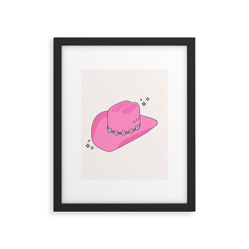 Cowboy Hat Print Pink Preppy Decor Aesthetic Framed Art Print Gallery Image 4
