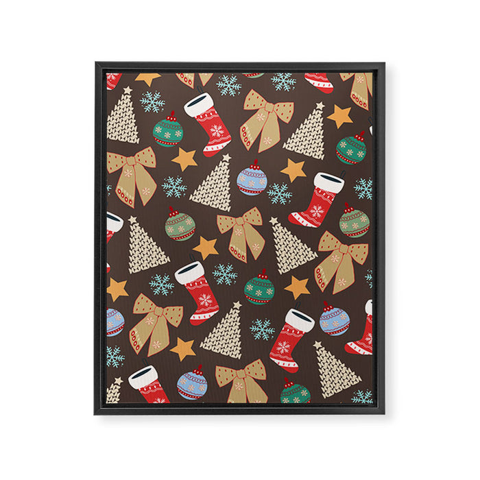 Cute Christmas Brown Framed Canvas Print Gallery Image 1
