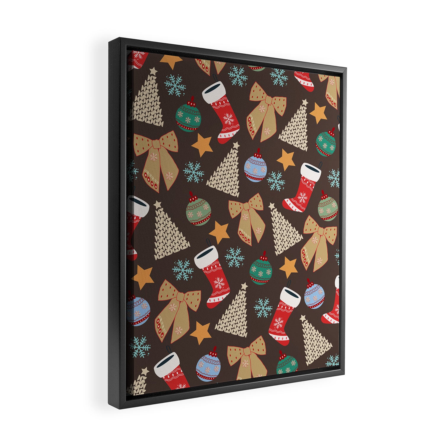 Cute Christmas Brown Framed Canvas Print Gallery Image 2