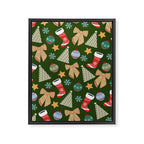 Cute Christmas Dark Green Framed Canvas Print Gallery Image 6