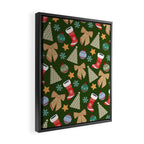 Cute Christmas Dark Green Framed Canvas Print Gallery Image 2