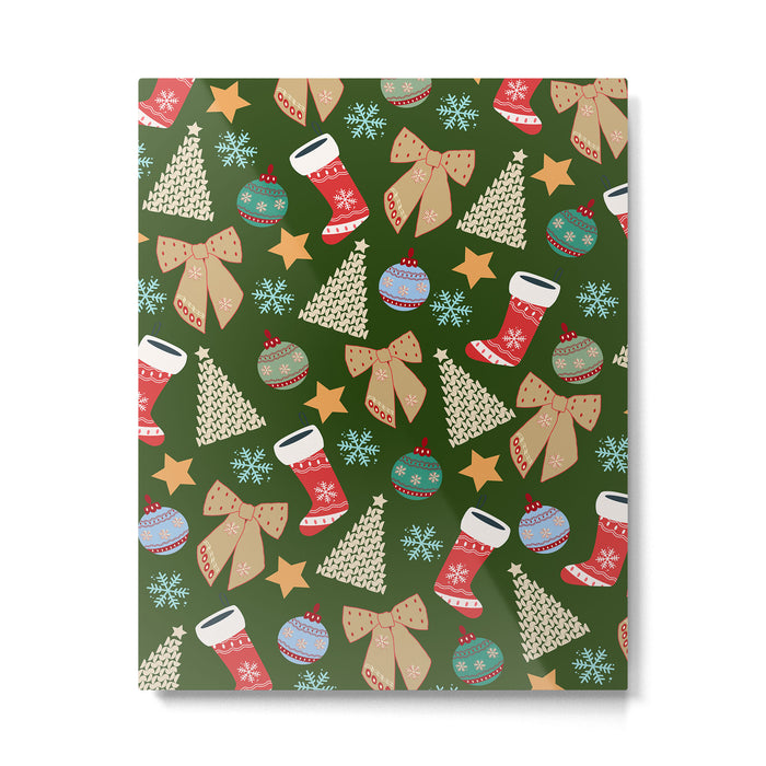 Cute Christmas Dark Green Metal Print Gallery Image 1