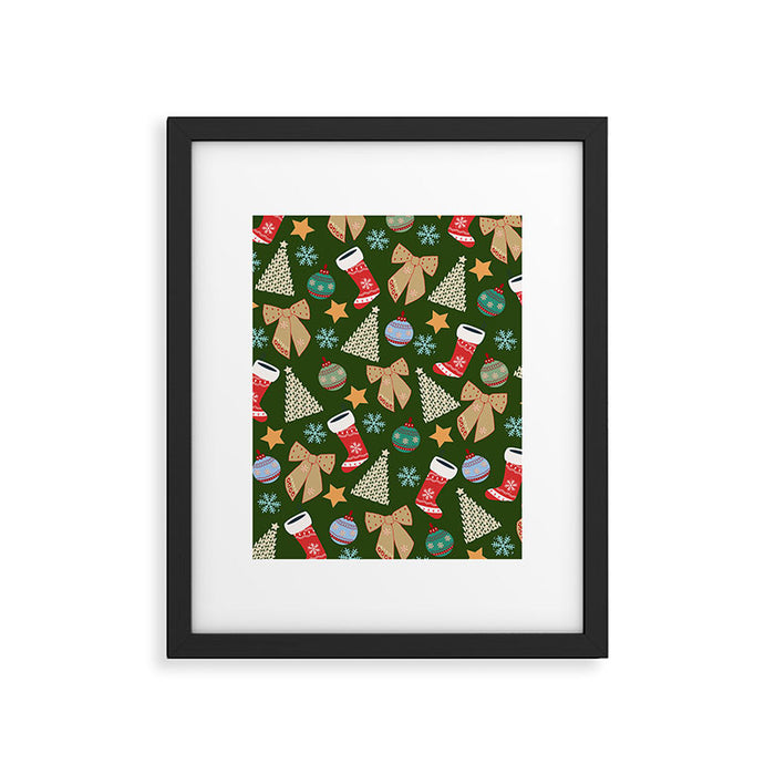 Cute Christmas Dark Green Framed Art Print Gallery Image 1