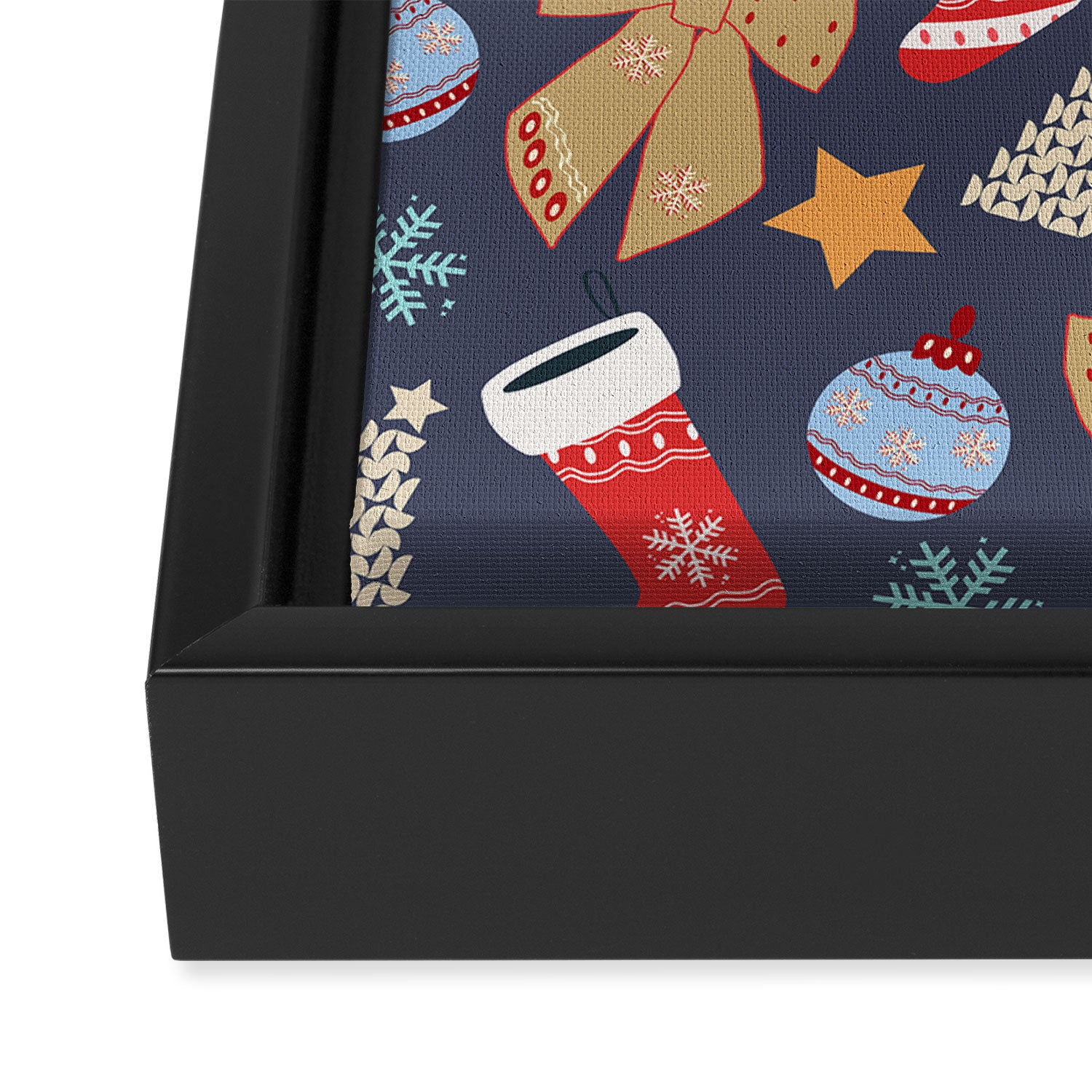 Cute Christmas Navy Blue Framed Canvas Print Gallery Image 3