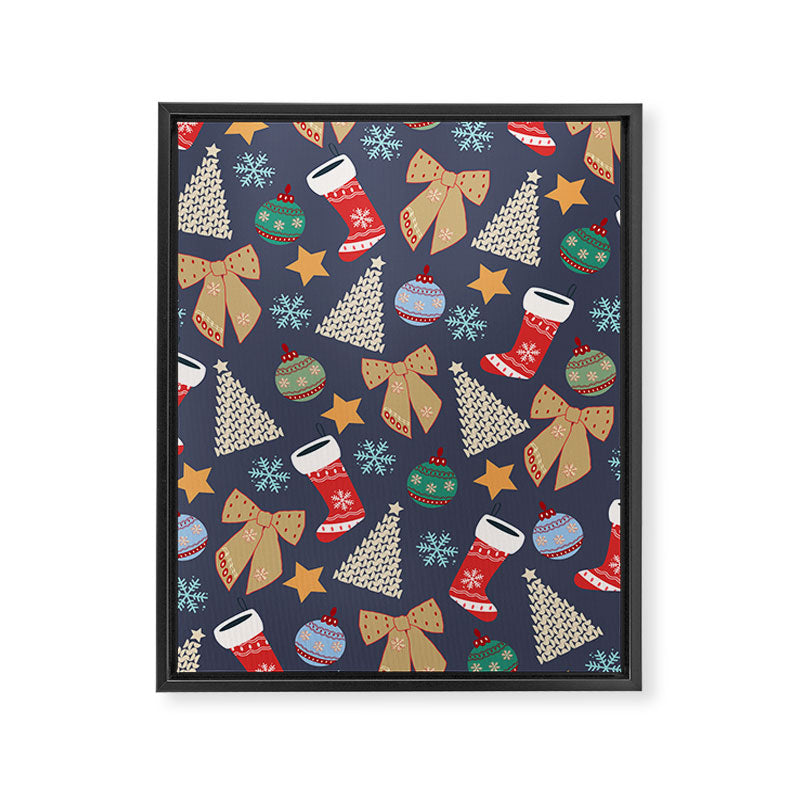 Cute Christmas Navy Blue Framed Canvas Print Gallery Image 6