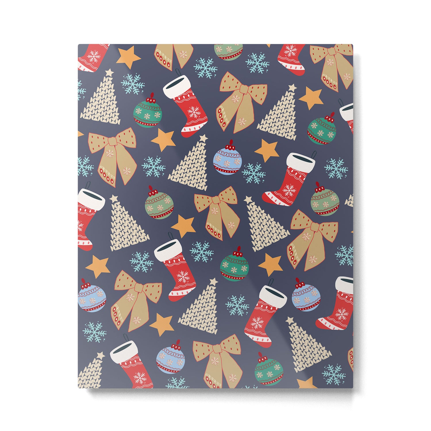Cute Christmas Navy Blue Metal Print Gallery Image 4