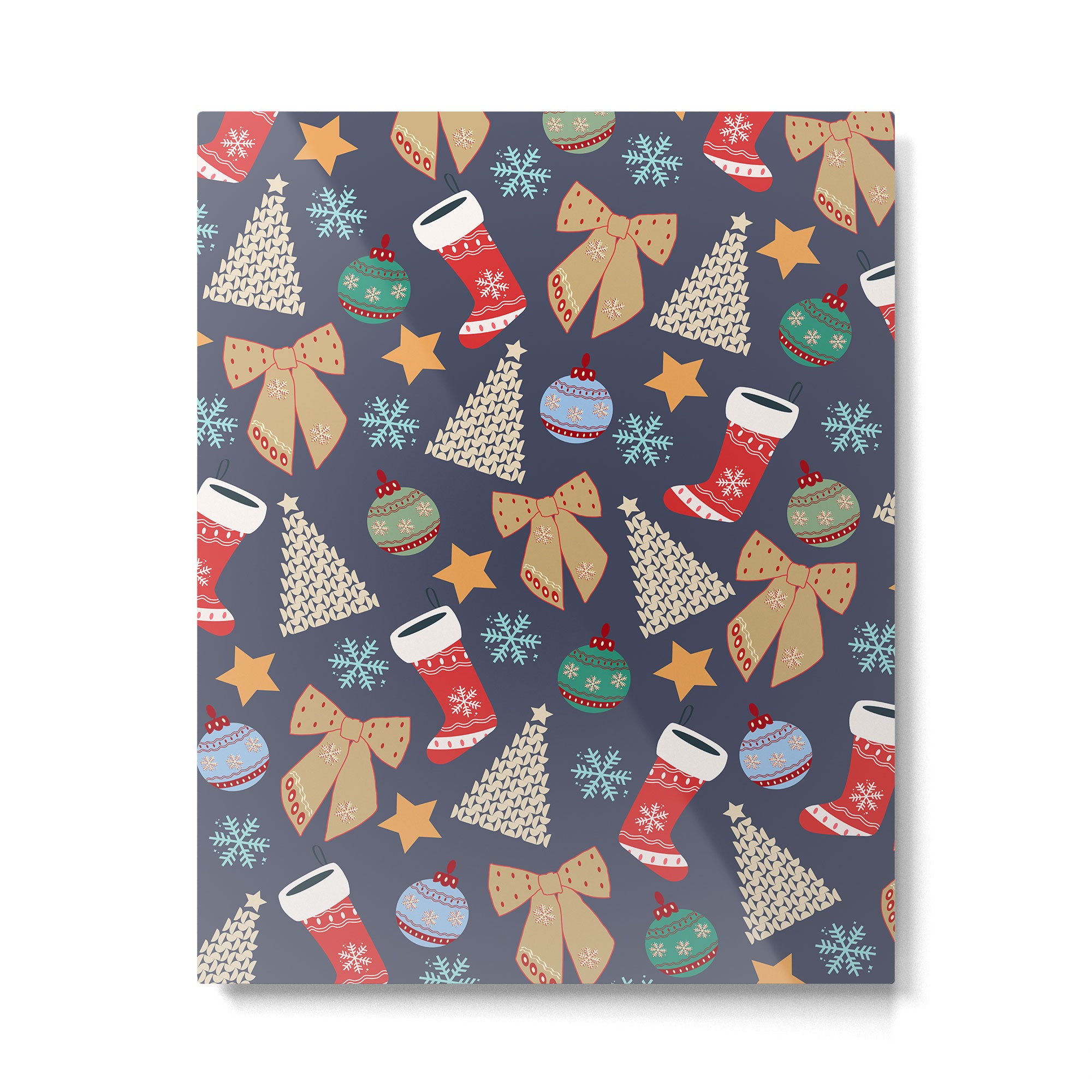 Cute Christmas Navy Blue Metal Print Gallery Image 4
