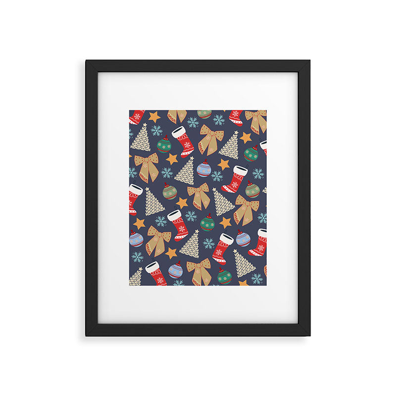 Cute Christmas Navy Blue Framed Art Print Gallery Image 5