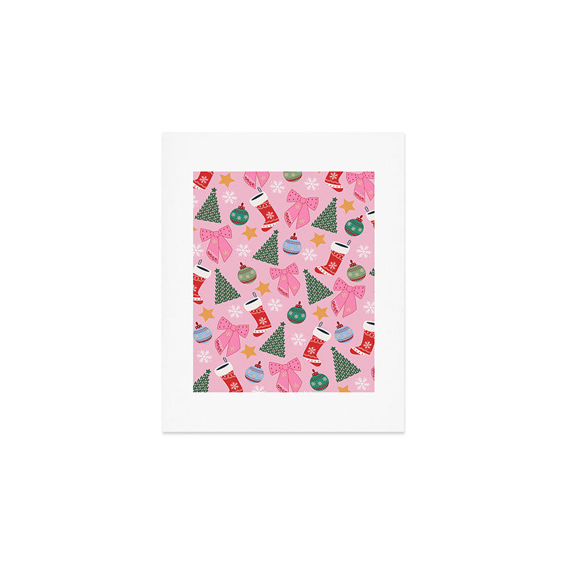 Cute Christmas Pink Art Print Gallery Image 1