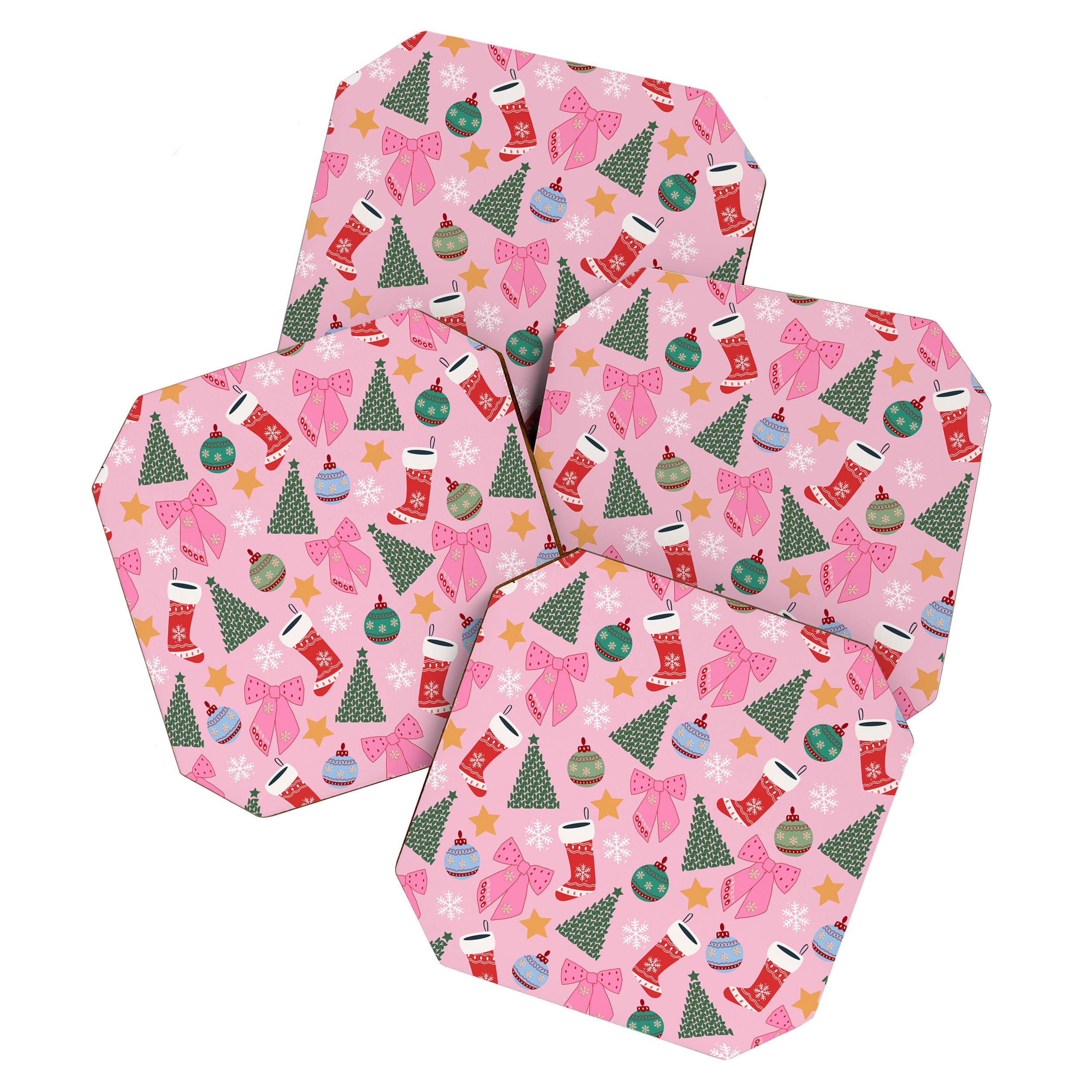 Cute Christmas Pink Coaster Gallery Image 1