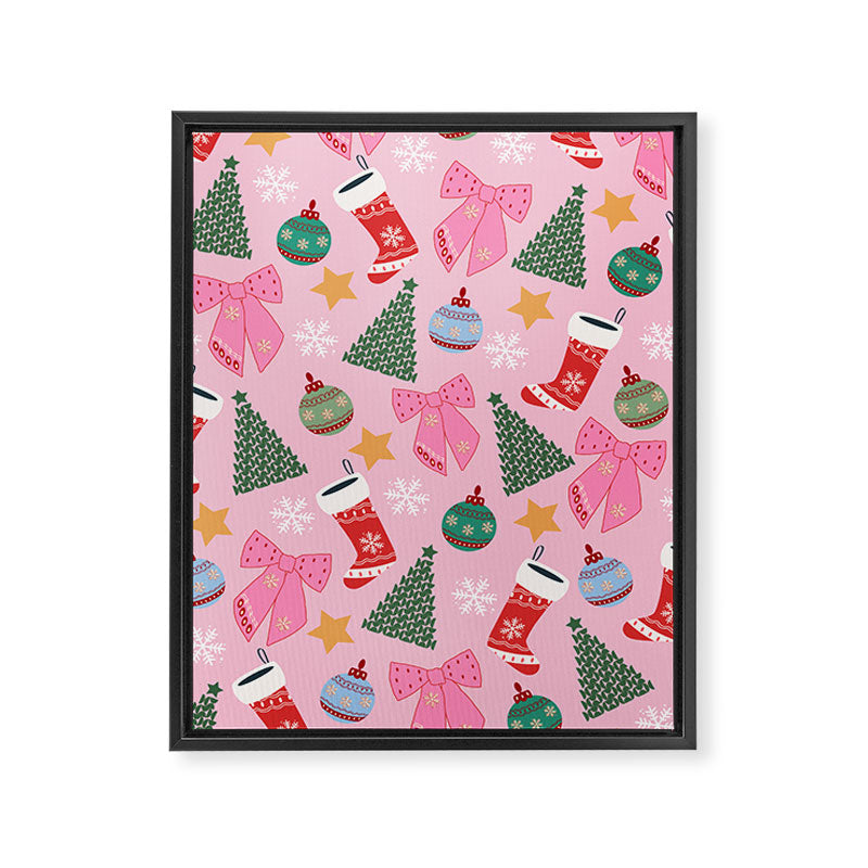 Cute Christmas Pink Framed Canvas Print Gallery Image 6