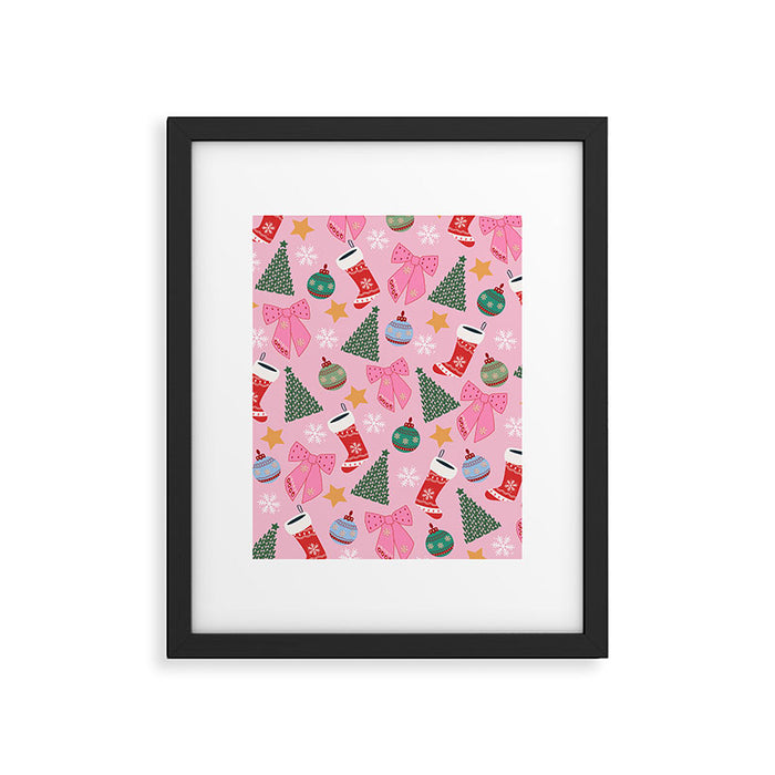 Cute Christmas Pink Framed Art Print Gallery Image 1