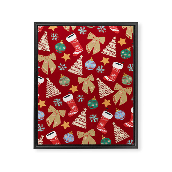 Cute Christmas Red Framed Canvas Print Gallery Image 1