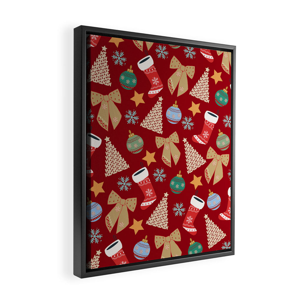 Cute Christmas Red Framed Canvas Print Gallery Image 2