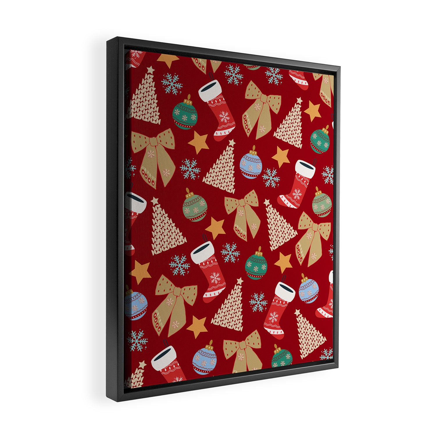 Cute Christmas Red Framed Canvas Print Gallery Image 2