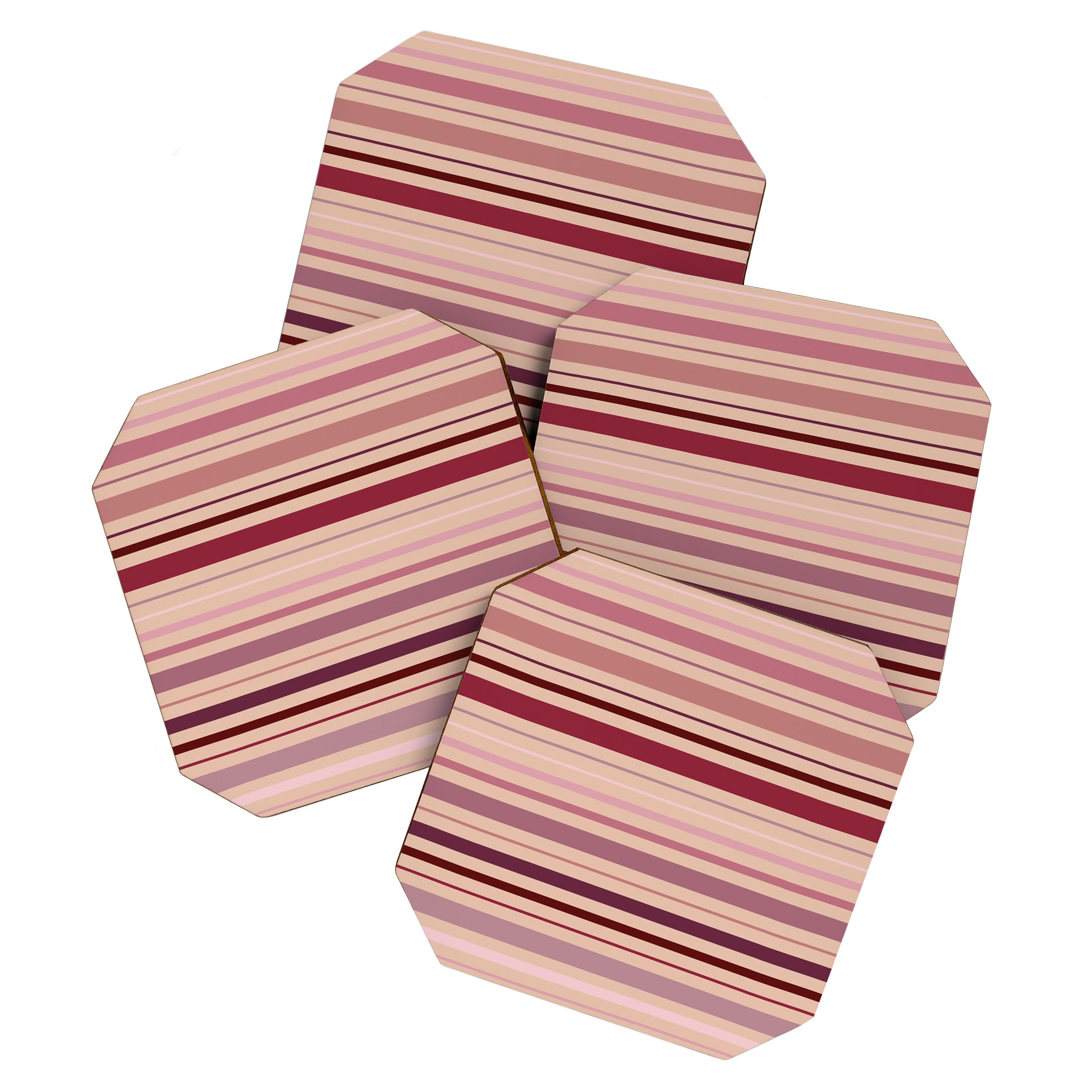 Dusty Rose And Blush Stripes Coaster Gallery Image 1