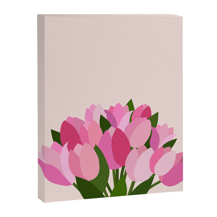 Fresh Tulips - Abstract Floral Pink Preppy Flowers Canvas Print Gallery Image 1