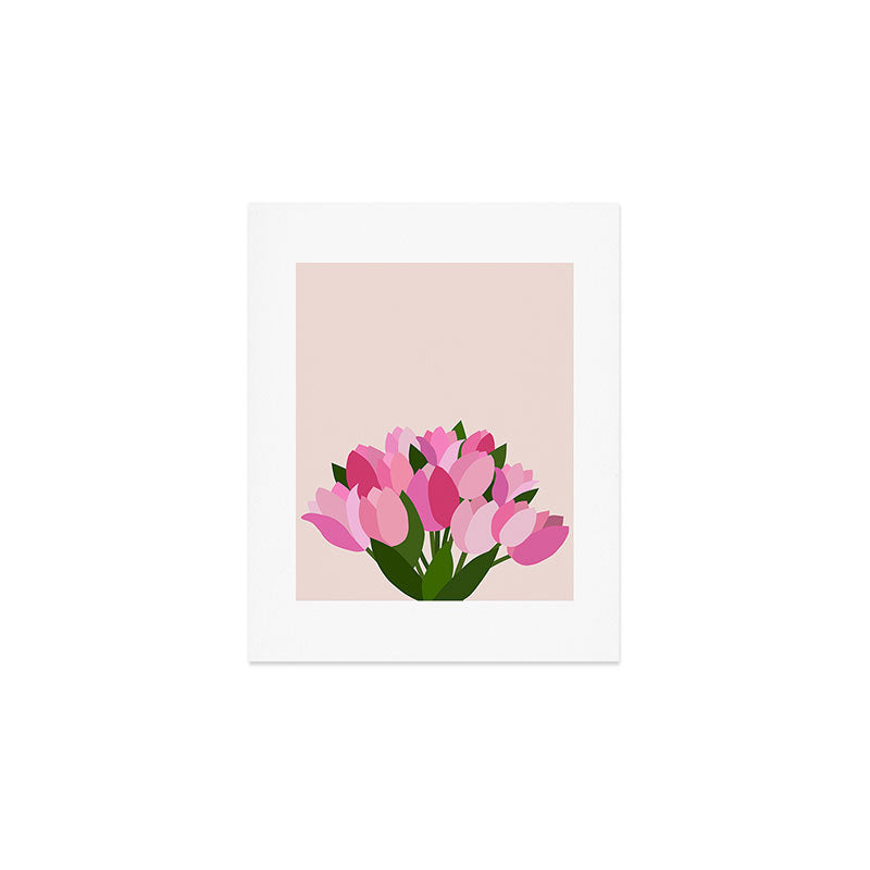 Fresh Tulips - Abstract Floral Pink Preppy Flowers Art Print Gallery Image 1