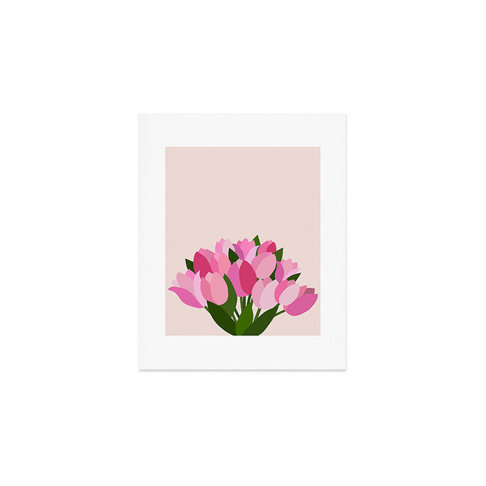 Fresh Tulips - Abstract Floral Pink Preppy Flowers Art Print Gallery Image 1