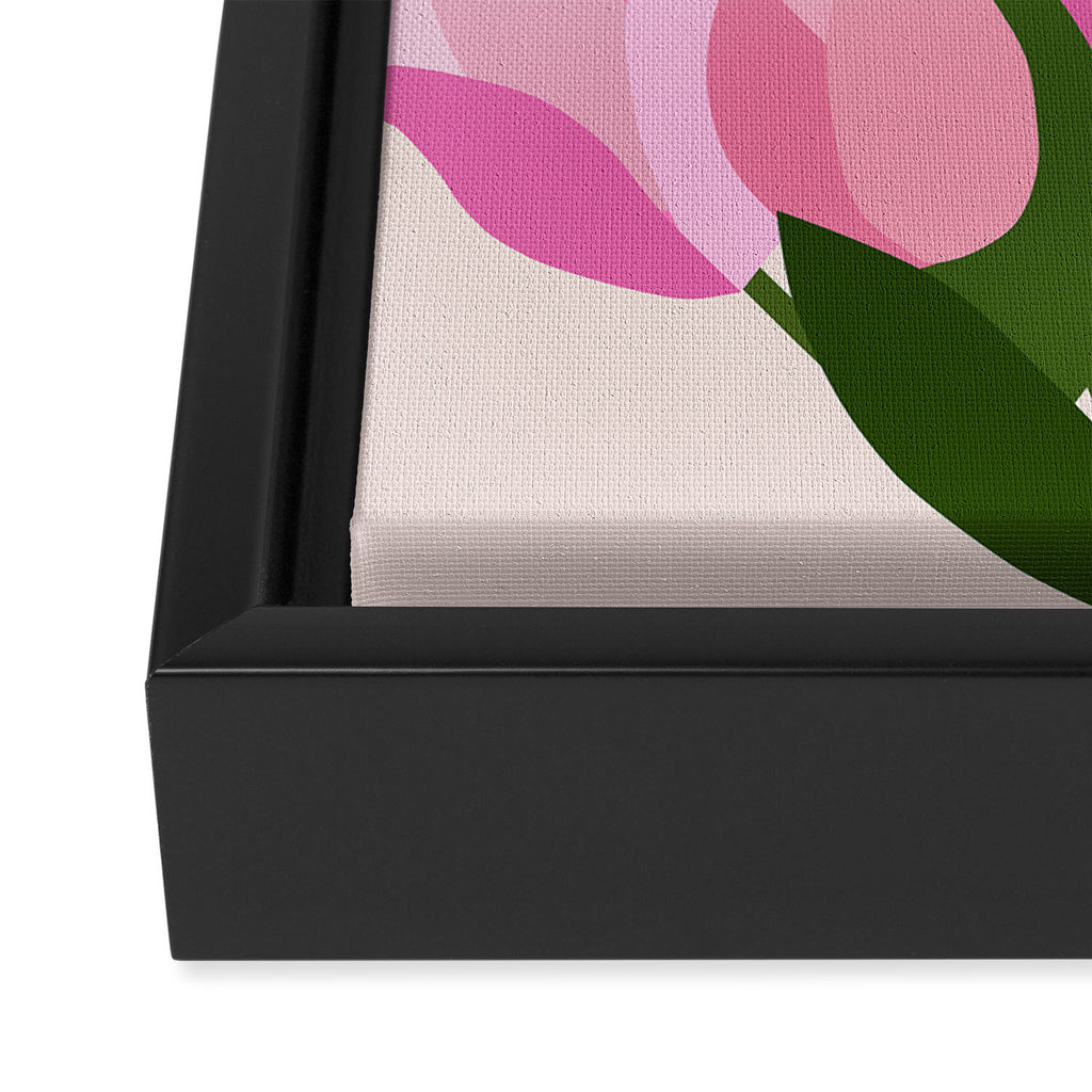 Fresh Tulips - Abstract Floral Pink Preppy Flowers Framed Canvas Print Gallery Image 3
