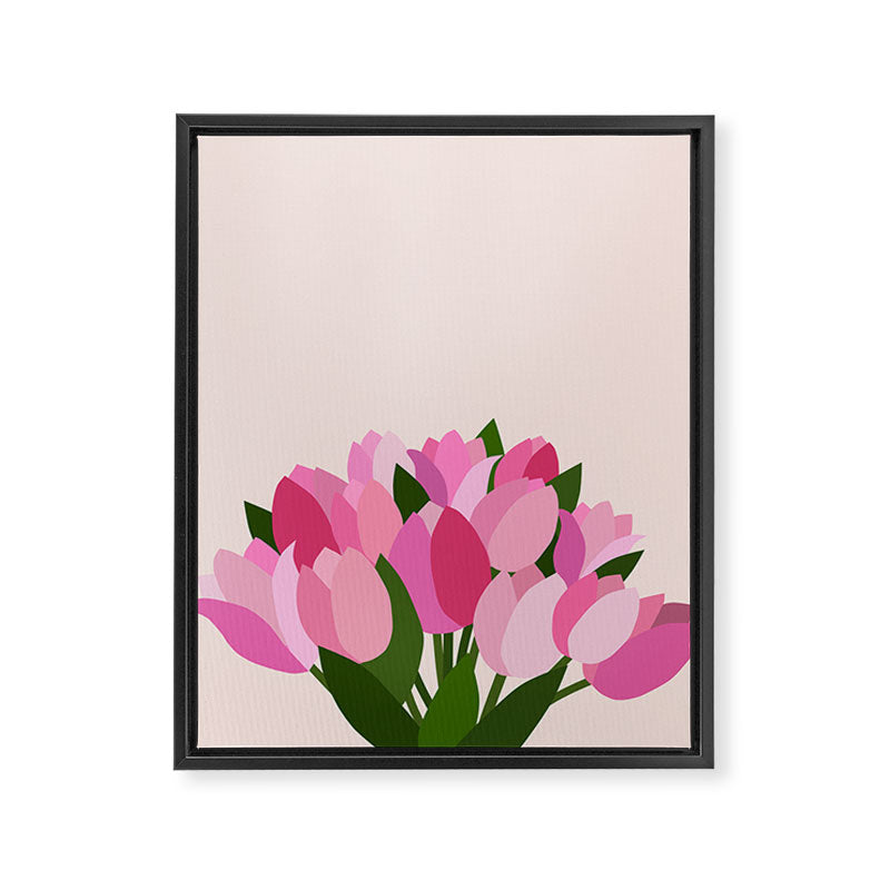 Fresh Tulips - Abstract Floral Pink Preppy Flowers Framed Canvas Print Gallery Image 6