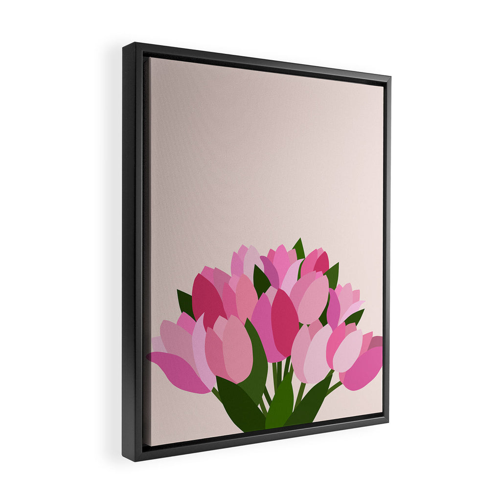 Fresh Tulips - Abstract Floral Pink Preppy Flowers Framed Canvas Print Gallery Image 2