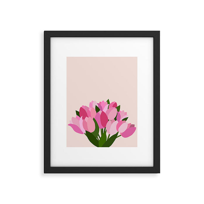 Fresh Tulips - Abstract Floral Pink Preppy Flowers Framed Art Print Gallery Image 1