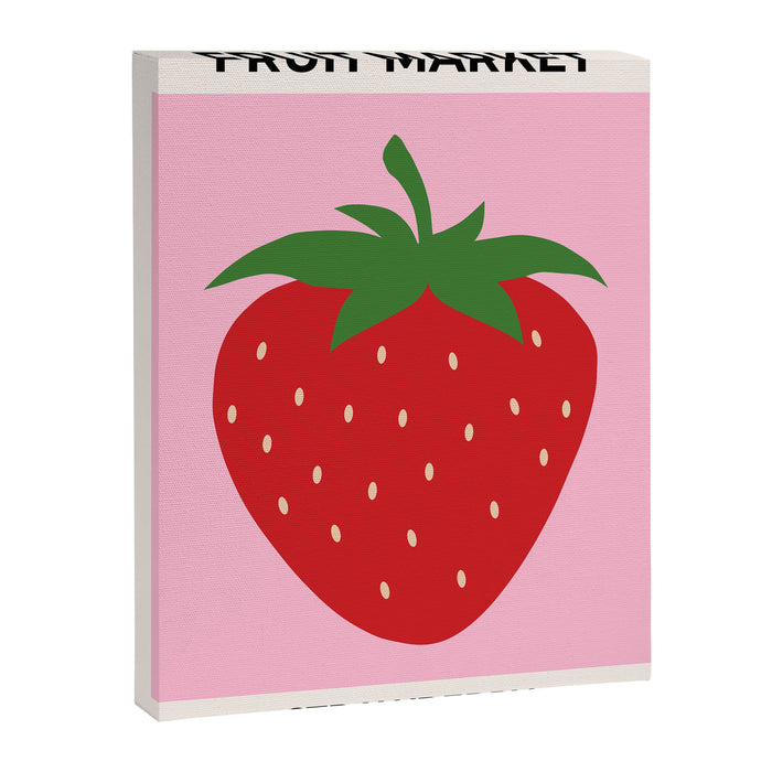 Fruit Market Print Pink Strawberry Print Fruit Art Modern Decor Food Art Abstract Canvas Print Gallery Image 1