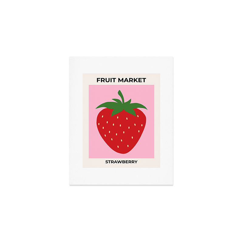 Fruit Market Print Pink Strawberry Print Fruit Art Modern Decor Food Art Abstract Art Print Gallery Image 1