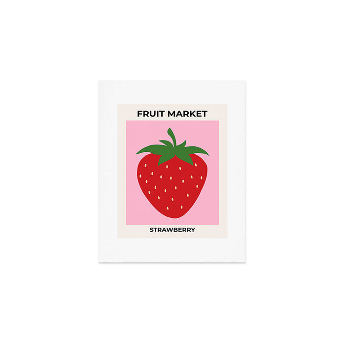 Fruit Market Print Pink Strawberry Print Fruit Art Modern Decor Food Art Abstract Art Print Gallery Image 1